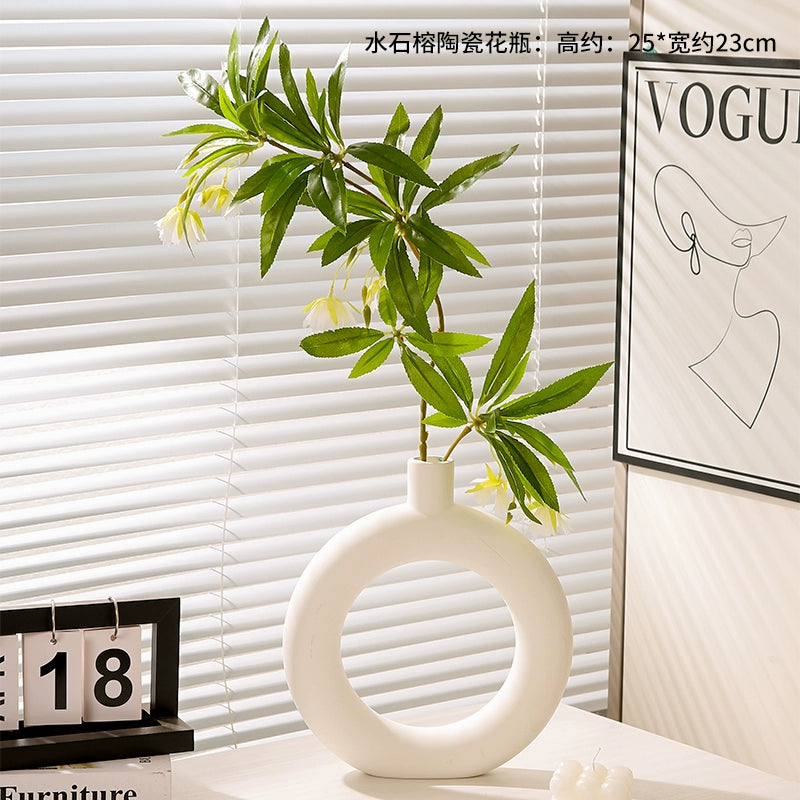 Feblilac Water Stone Ficus Ceramic Vase Ornament Living Room Flower Arrangement Entrance TV Cabinet Green Plan - view 20