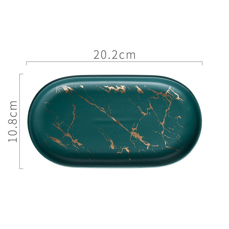 Ceramic Marble Texture Tray, Bathroom Home Decor - view 7
