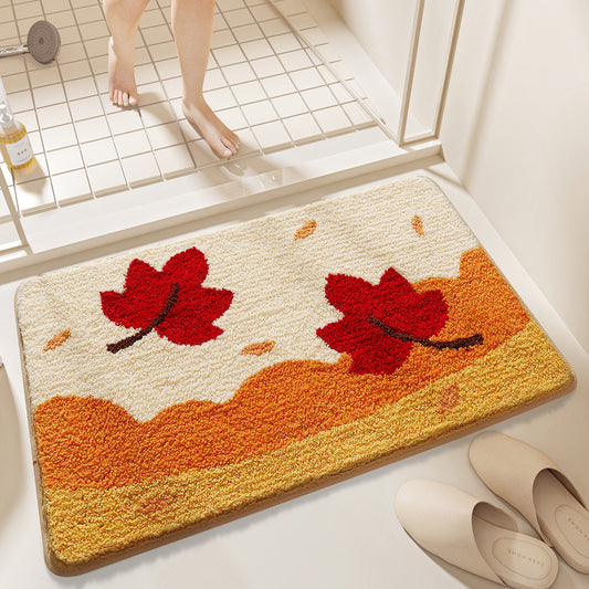 Feblilac Maple Leaves Falling Tufted Bath Mat