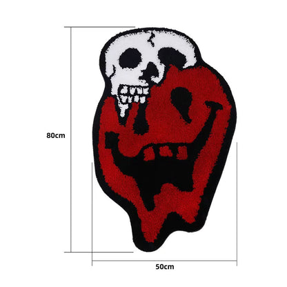 Feblilac Halloween Red Skull Holiday Horror Decoration Tufted Bath Mat