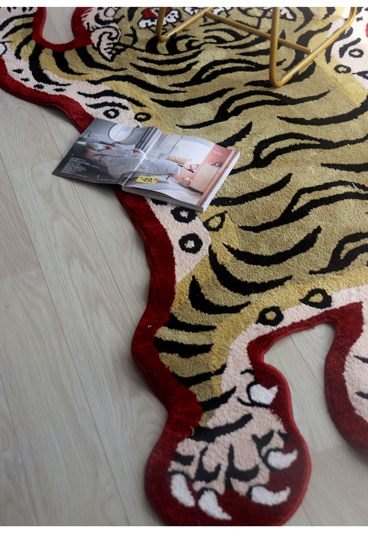 Classic Yellow Tiger Tufted Bath Mat Mom‘s Day Gift, Tibetan Style