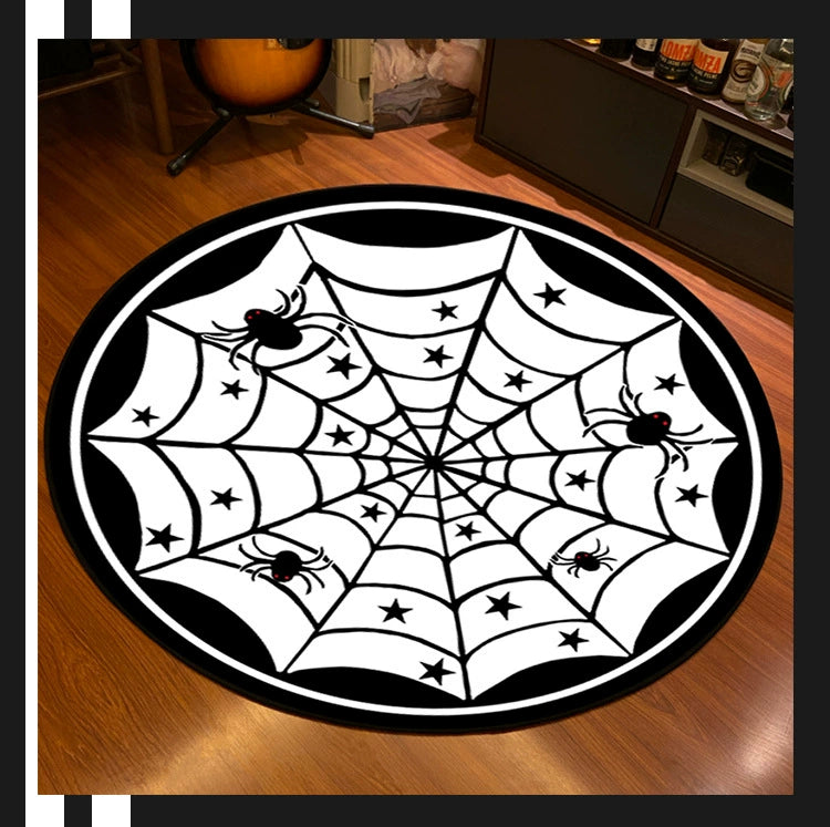 Feblilac Black Spider Web Halloween Horror Festival Theme Party Handmade Tufted Acrylic Livingroom Carpet Area Rug