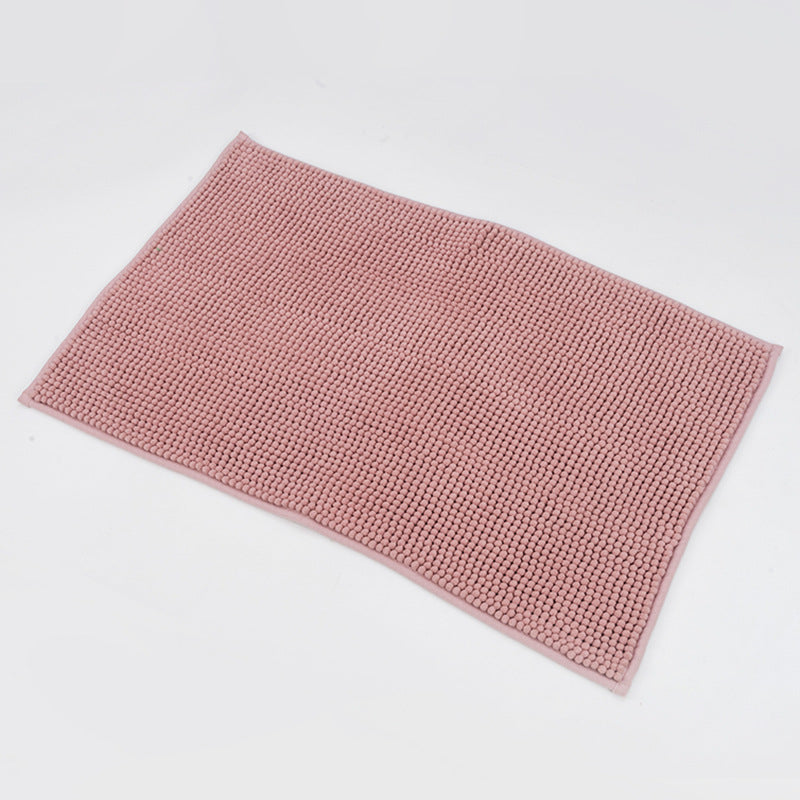Feblilac Chenille Bath Mat, Pure Solid Color Bathroom Rug, Soft Flush Non-Slip Water Absorbent Mat