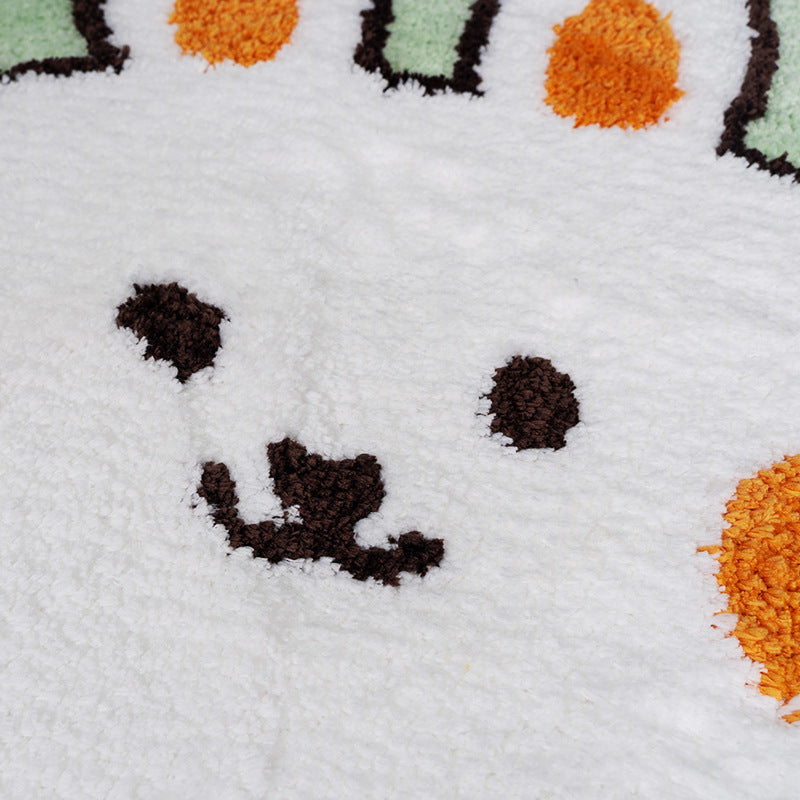 Feblilac Rabbit Flower Bath Mat, Cartoon Animal Red White Bathroom Rug, Soft Flush Non-Slip Water Absorbent Ma - view 2