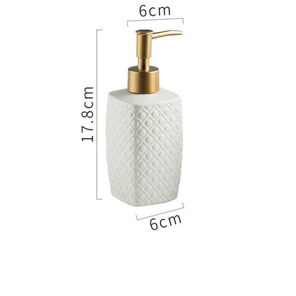 Ceramic Soap Dispenser, Cuboid Bottle Dimond Pattern for Kitchen Bathroom