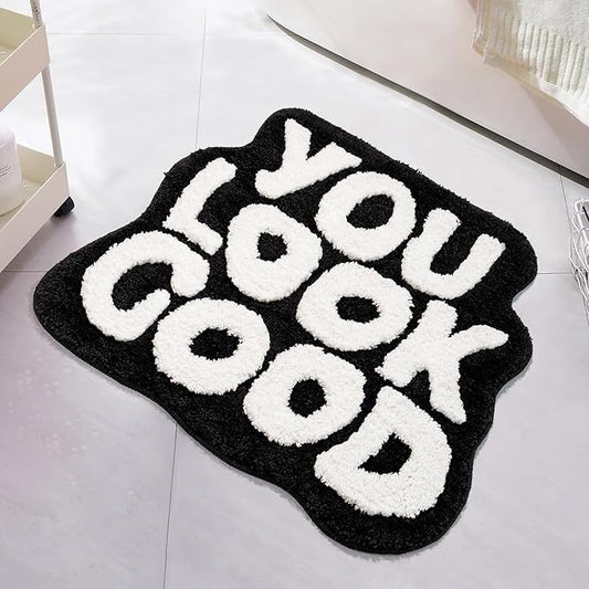 You Look Good Rug, Hand Tufted Bath Mat, Bedroom Mat, 25"x21" / 63x53cm