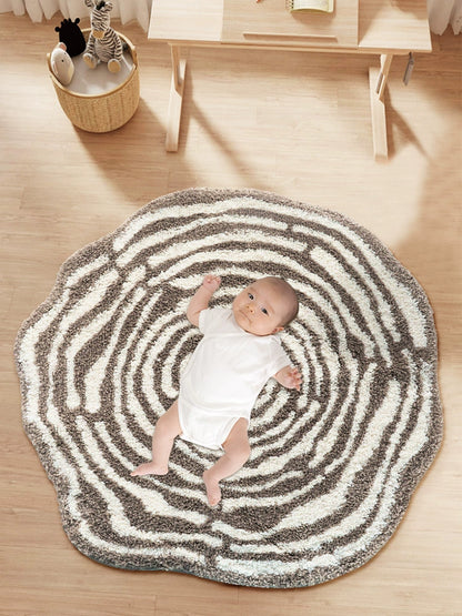 Feblilac Round Brown Island Tufted Bath Mat