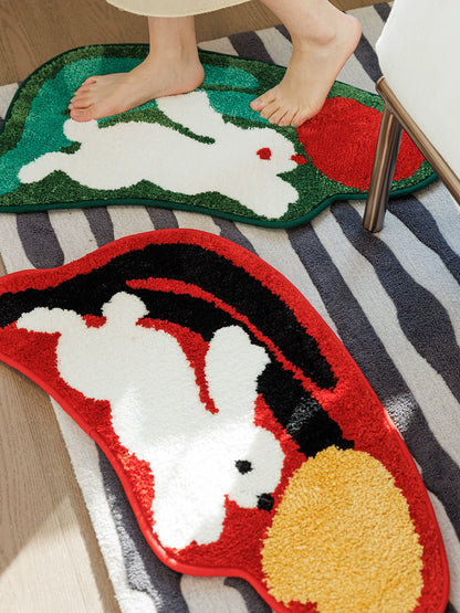 Feblilac Easter Misty Forest Ins Rabbit Tufted Bath Mat