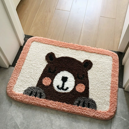 Feblilac Cute Bear Tufted Bath Mat