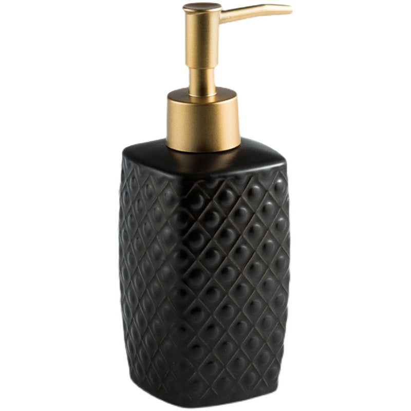 Ceramic Soap Dispenser, Cuboid Bottle Dimond Pattern for Kitchen Bathroom