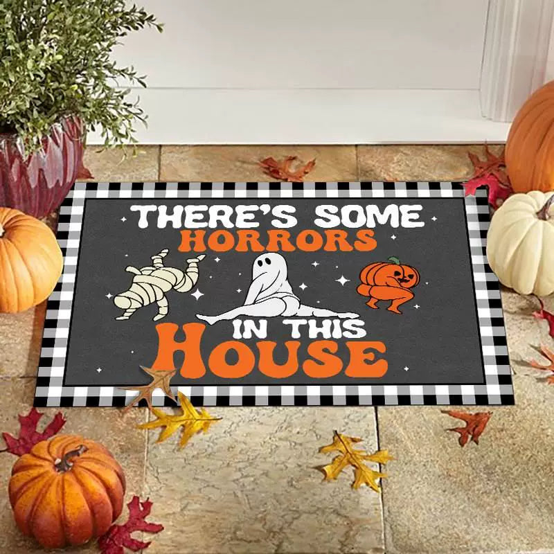 Feblilac Halloween Pumpkin Split Ghost PVC Coil Door Mat