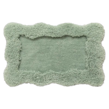 Feblilac Irregular Solid Green Tufted Bath Mat