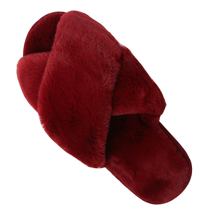Fuzzy Cross Band Slippers for Women Girl - view 5