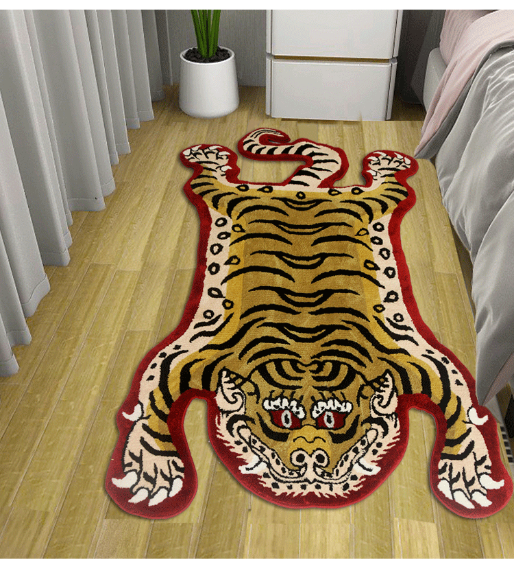 Classic Yellow Tiger Tufted Bath Mat Mom‘s Day Gift, Tibetan Style - view 4