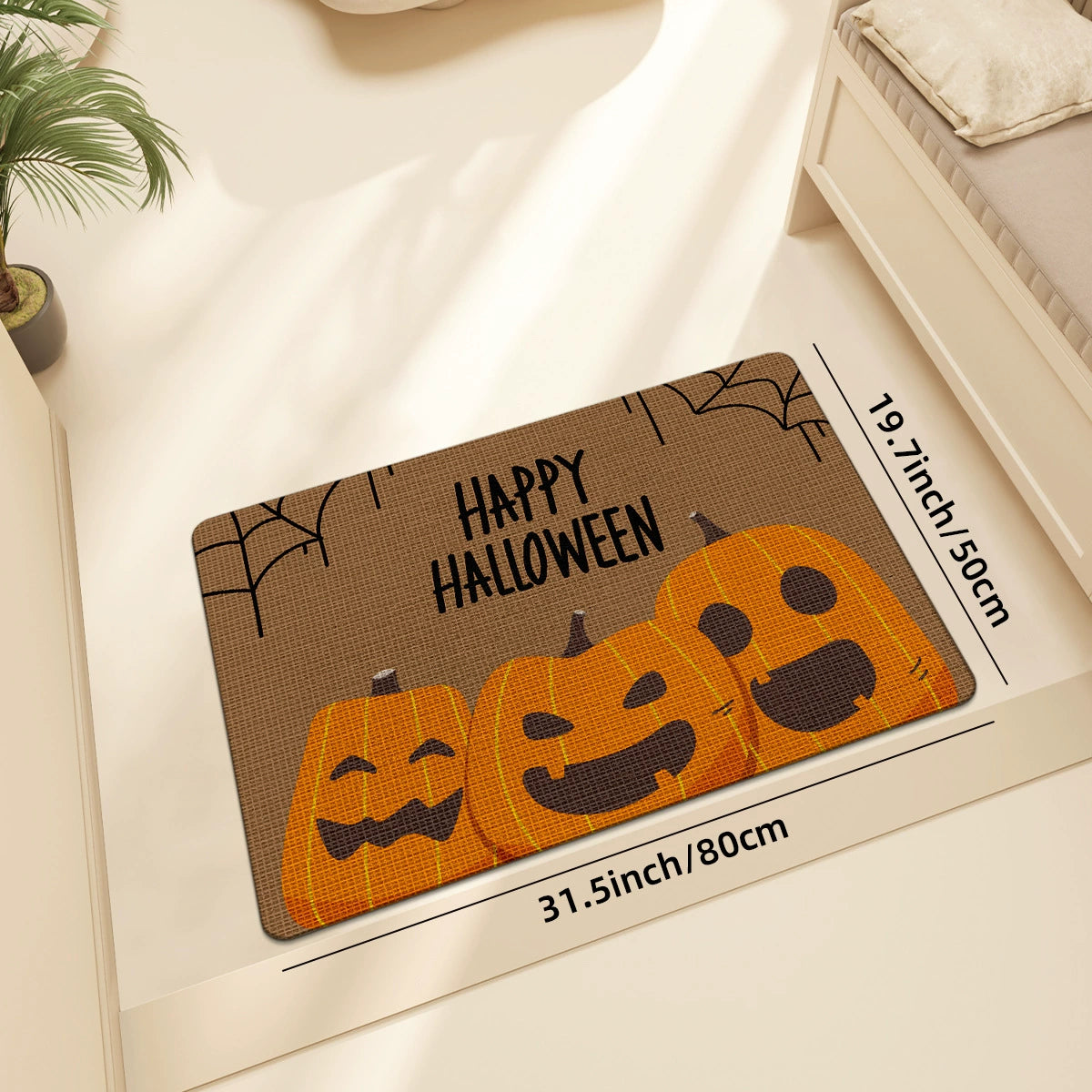 Feblilac Cartoon Pumpkin PVC Coil Door Mat