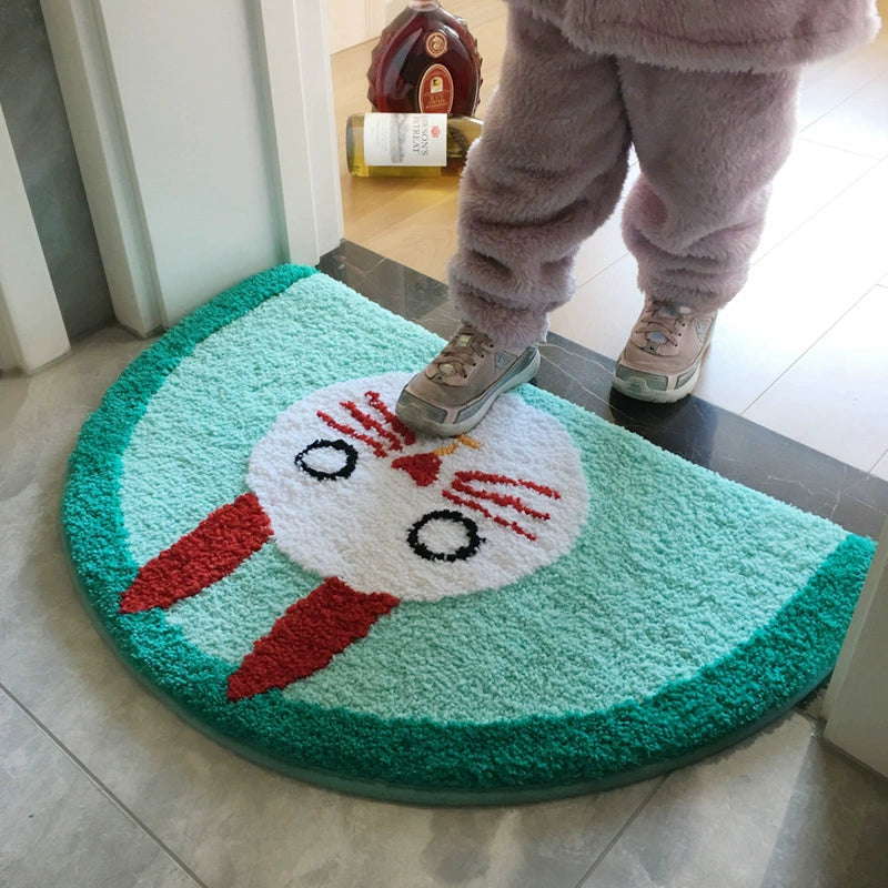 Feblilac Green Rabbit Tufted Bath Mat