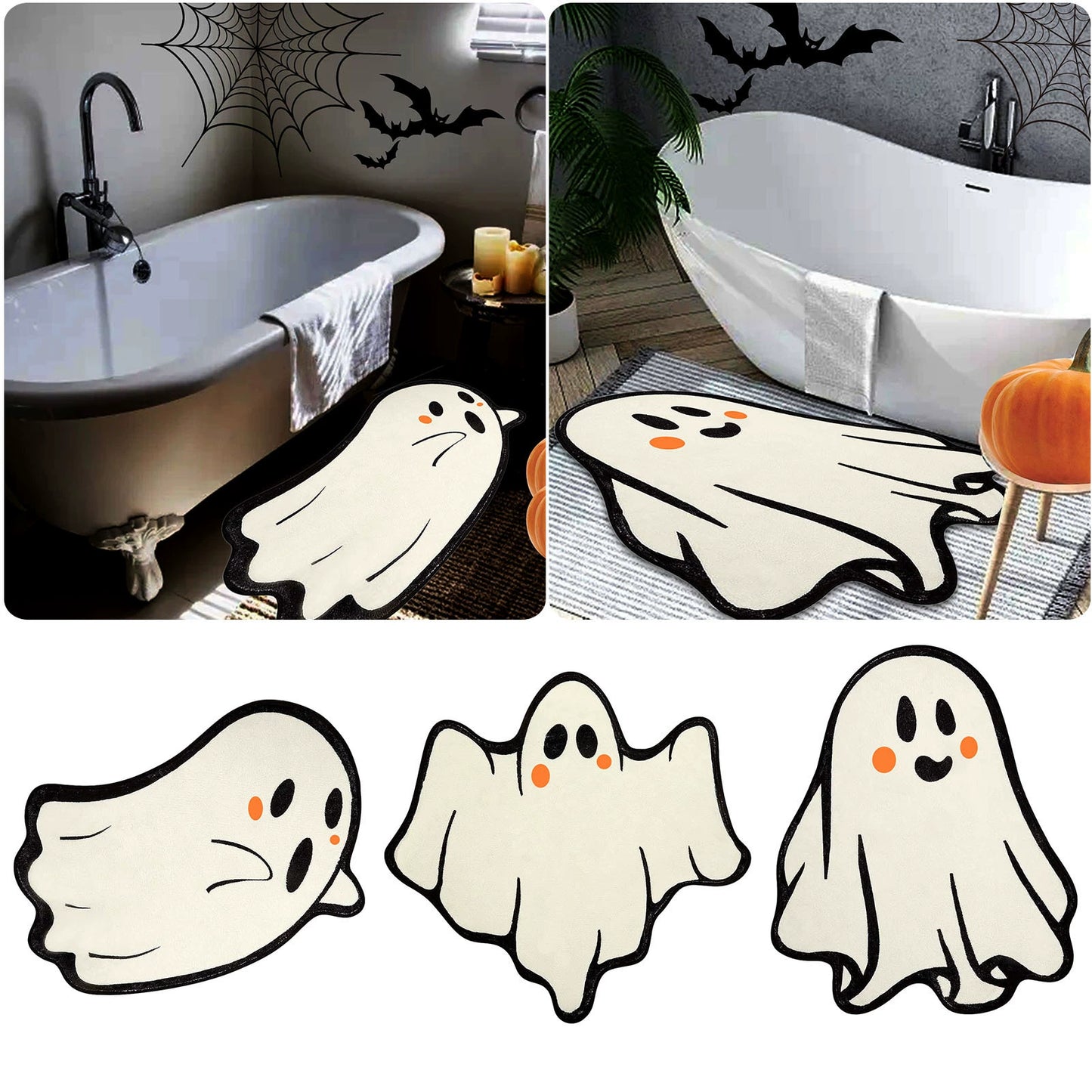 Feblilac Cute Ghost Kid Halloween Tufted Bath Mat