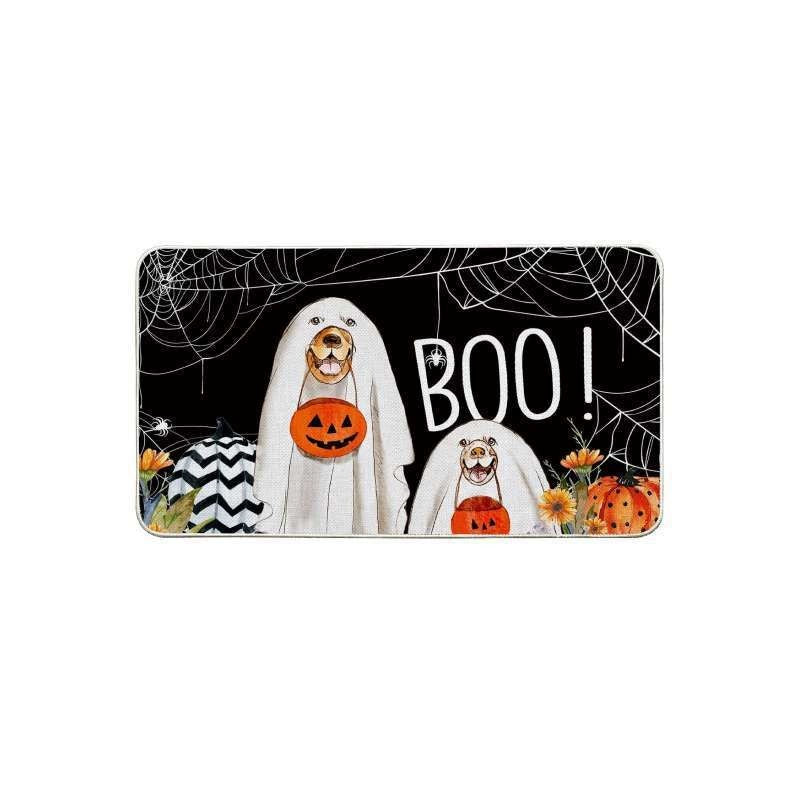 Feblilac Halloween Horror Pumpkin and Dogs PVC Coil Door Mat