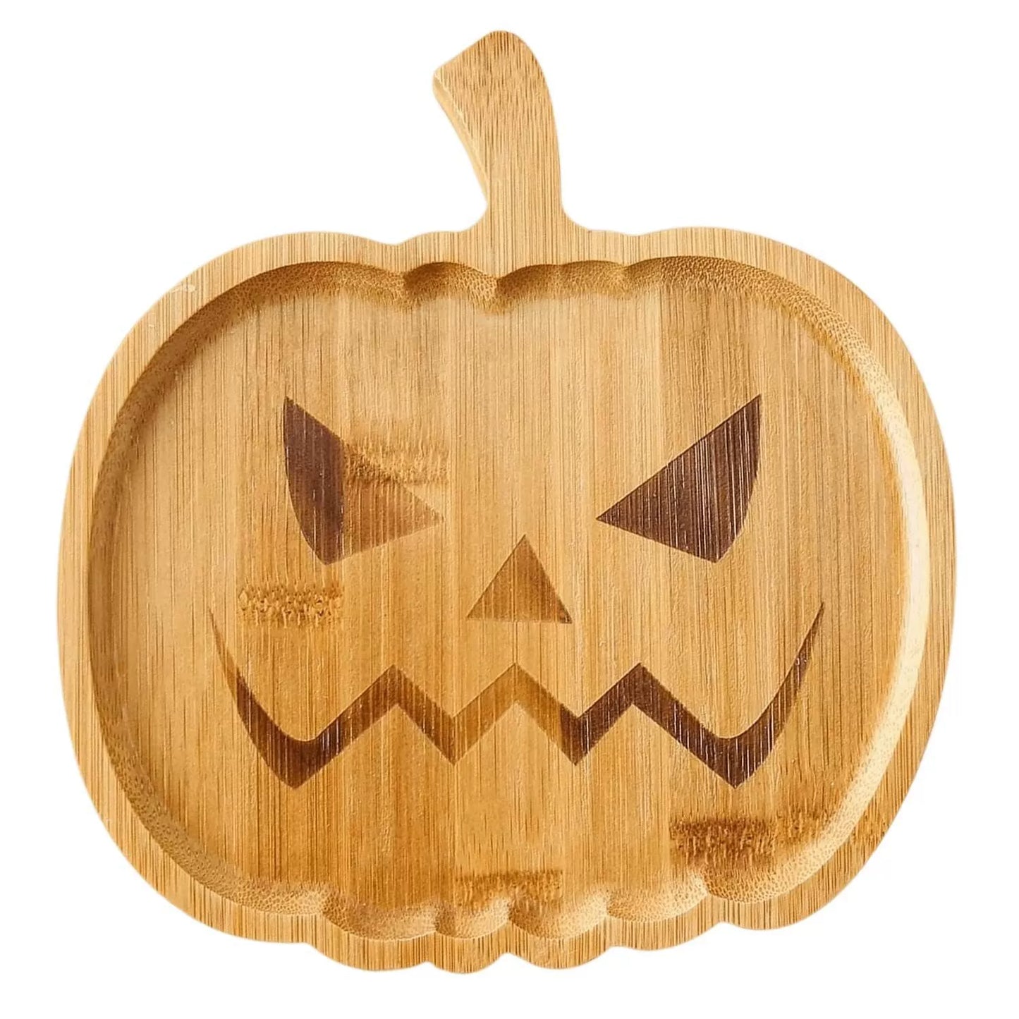 Feblilac Halloween Décor Pumpkin Plate Halloween Wooden Pumpkin Ghost Tray Dinner Plate Home Kitchen Set