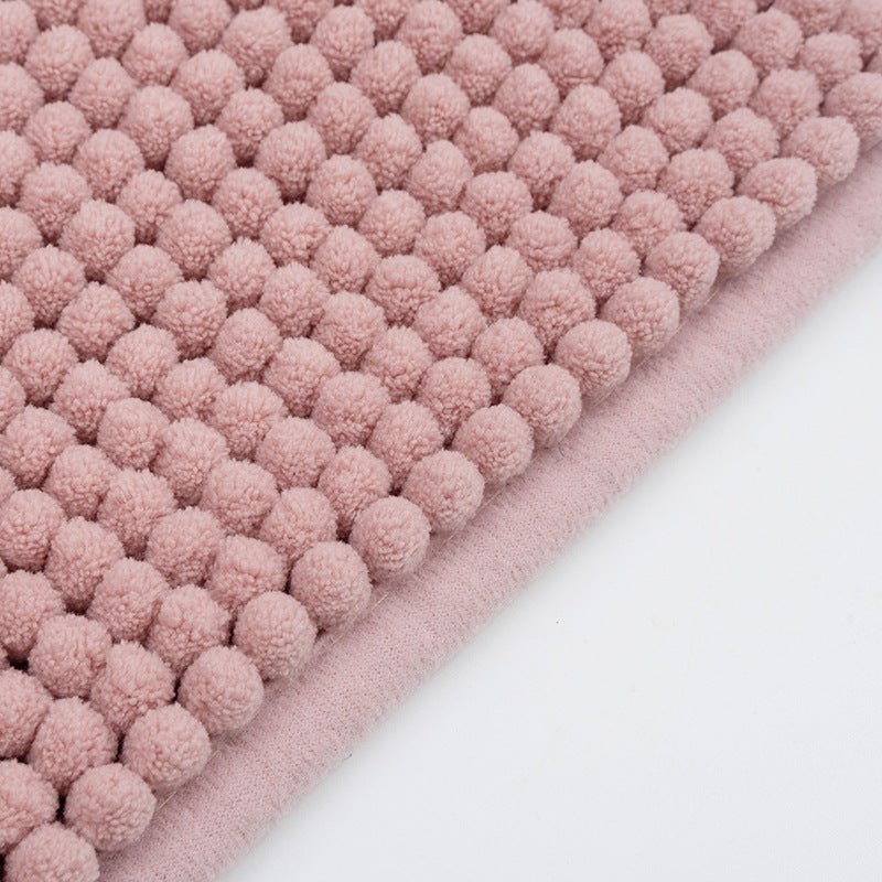 Feblilac Chenille Bath Mat, Pure Solid Color Bathroom Rug, Soft Flush Non-Slip Water Absorbent Mat - view 3