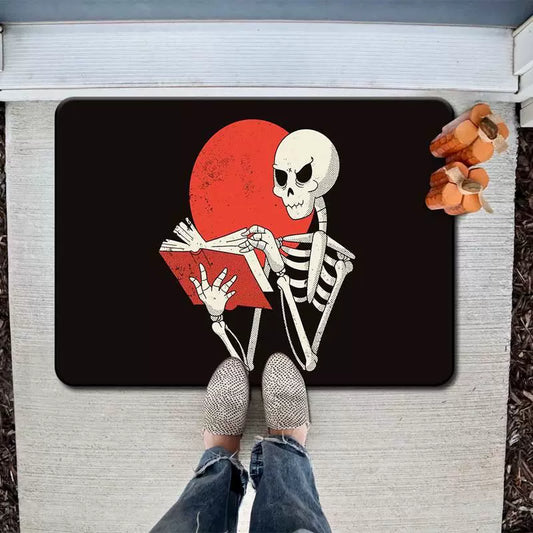 Feblilac Halloween Read Skull Horror PVC Coil Door Mat