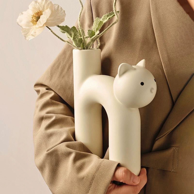 Cute Handbag Flower Basket Resin Creative Flower Arrangement Modern Bone China Vase Hydroponic Vase Ornament