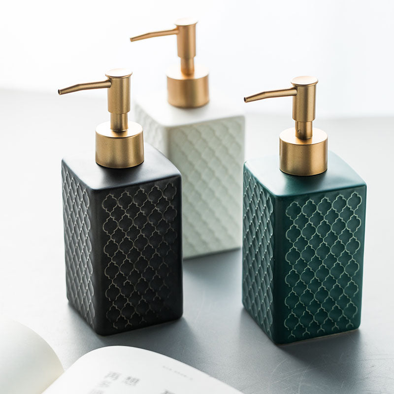 Ceramic Soap Dispenser, Cuboid Bottle for Kitchen Bathroom