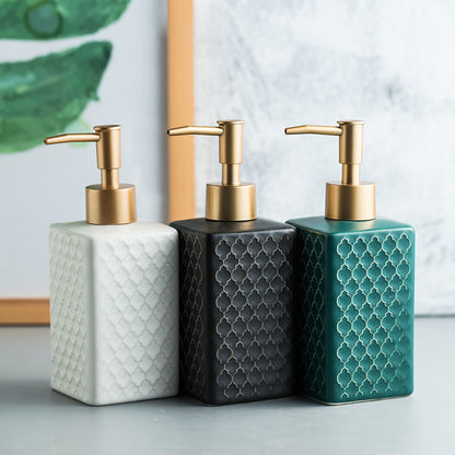 Ceramic Soap Dispenser, Cuboid Bottle for Kitchen Bathroom