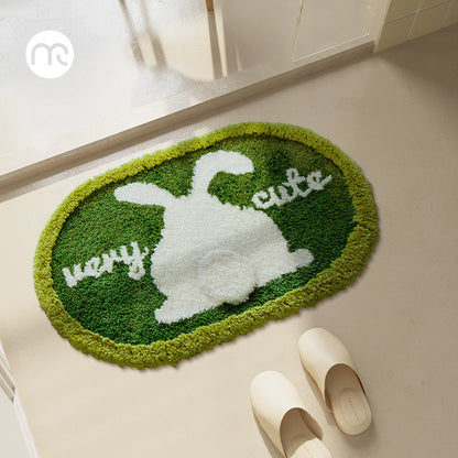 Feblilac Easter Big Tail Rabbit Tufted Bath Mat