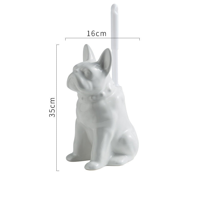 Feblilac Cute Ceramic Dog Toilet Brush Holder for Bathroom - view 9