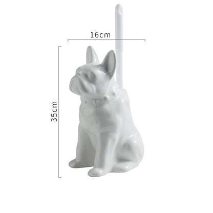 Feblilac Cute Ceramic Dog Toilet Brush Holder for Bathroom