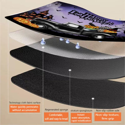 Feblilac Purple Car Pumpkin PVC Leather Kitchen Mat