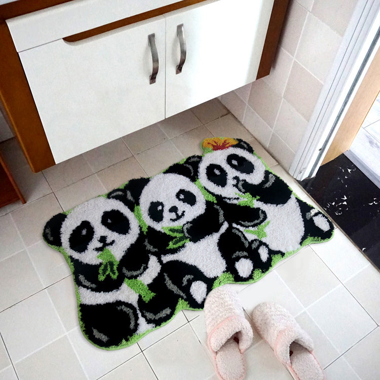 Cute Panda Bathroom Mat, Black and White Animal Decor