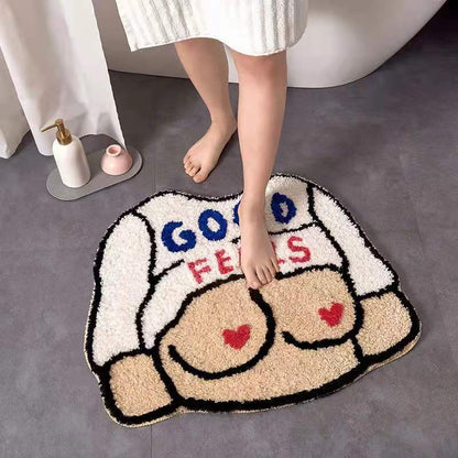 Cute Naked Lady Fluffy Tufted Rug for Bathroom