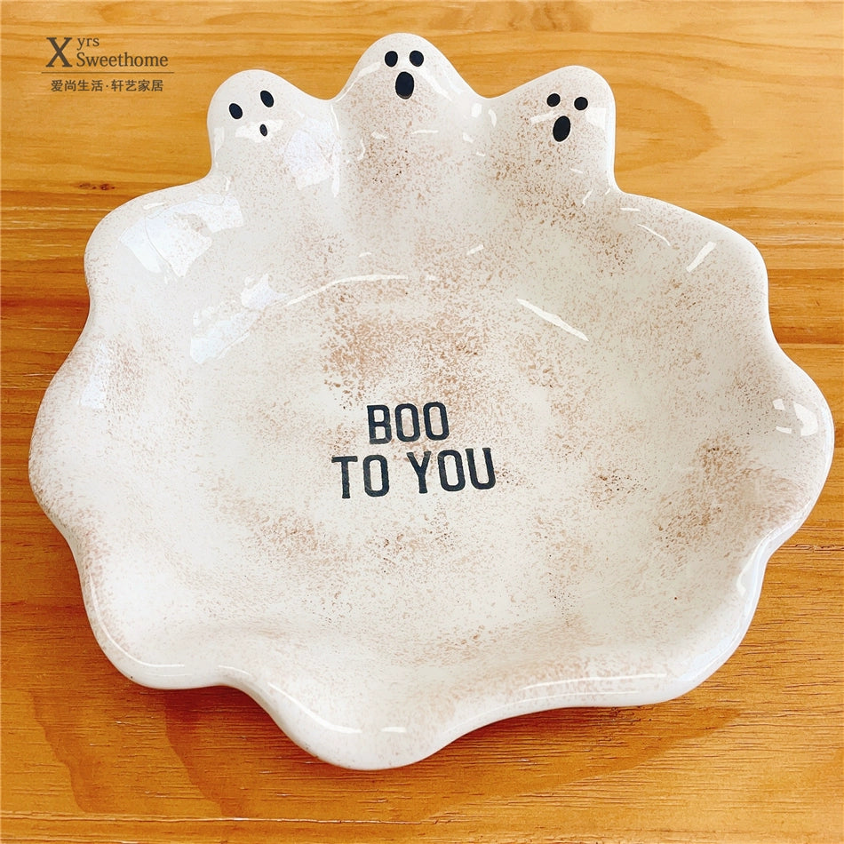 Feblilac Halloween Décor Ceramic Plate Halloween Dinner Plate Triple Dish Plate Children's Cartoon Festive Par - view 11