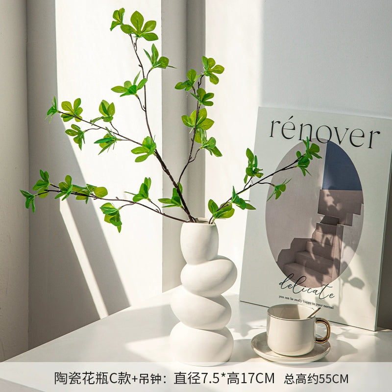 Feblilac Water Stone Ficus Ceramic Vase Ornament Living Room Flower Arrangement Entrance TV Cabinet Green Plan - view 23