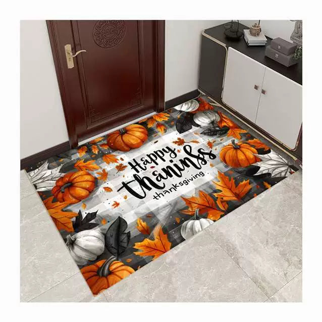 Feblilac Halloween Pumpkins  Grey PVC Coil Door Mat