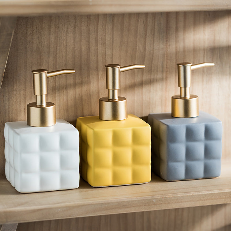 Ceramic Soap Dispenser, Cube Bottle for Kitchen Bathroom