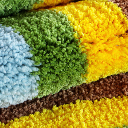 Feblilac Rainbow Bedroom Mat, Cute Colorful Rug