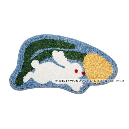 Feblilac Easter Misty Forest Ins Rabbit Tufted Bath Mat