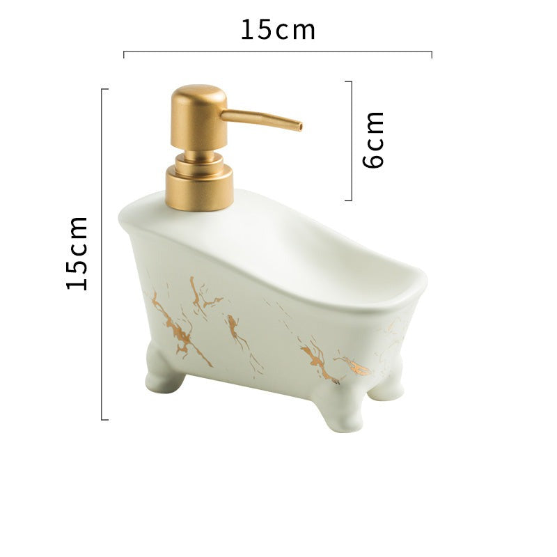 Ceramic Bathtub-Shape Soap Dispenser, Liquid Soap Pump Bottle