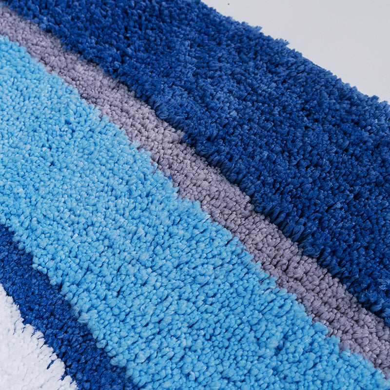 Feblilac Ocean Waves Bath Mat, Abstract Curve Lines Bathroom Rug, Soft Flush Non-Slip Water Absorbent Mat for - view 2