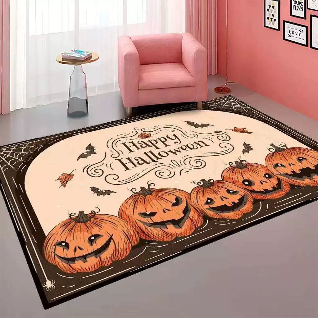 Feblilac Pumpkin Halloween Horror Ghost Festival Handmade Tufted Acrylic Livingroom Carpet Area Rug