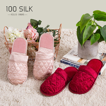 Silk Slippers, 19 Momme Non-Slip Backing Mules, 100% Silk