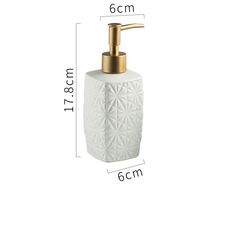 Ceramic Soap Dispenser, Cuboid Bottle Dimond Pattern for Kitchen Bathroom