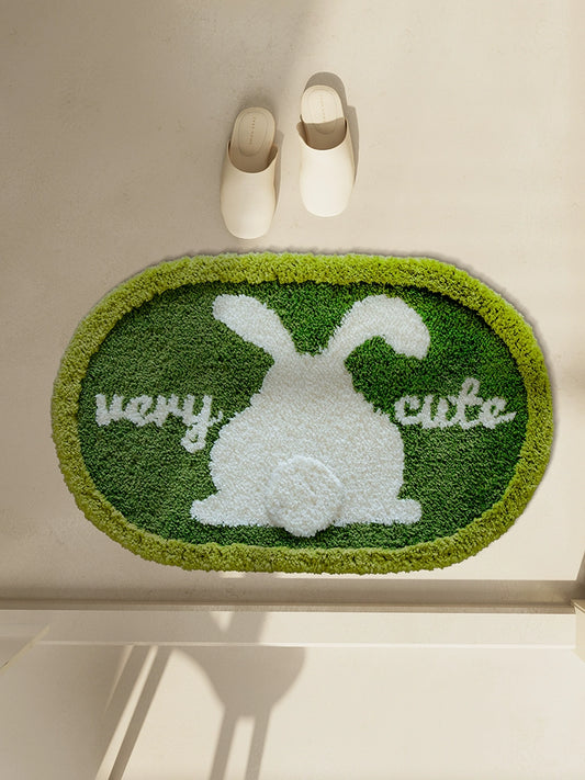 Feblilac Easter Big Tail Rabbit Tufted Bath Mat