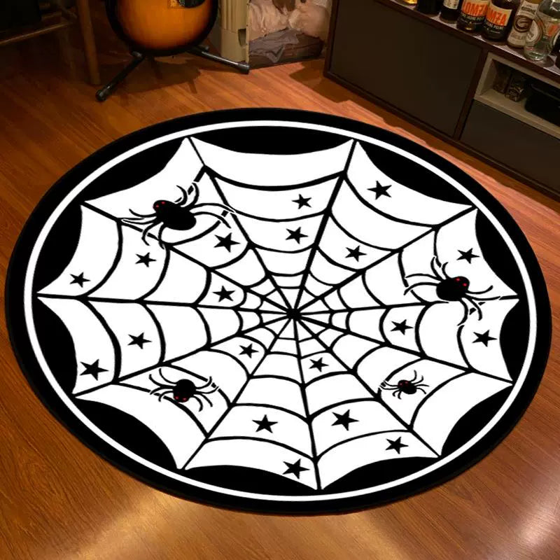 Feblilac Black Spider Web Halloween Horror Festival Theme Party Handmade Tufted Acrylic Livingroom Carpet Area Rug