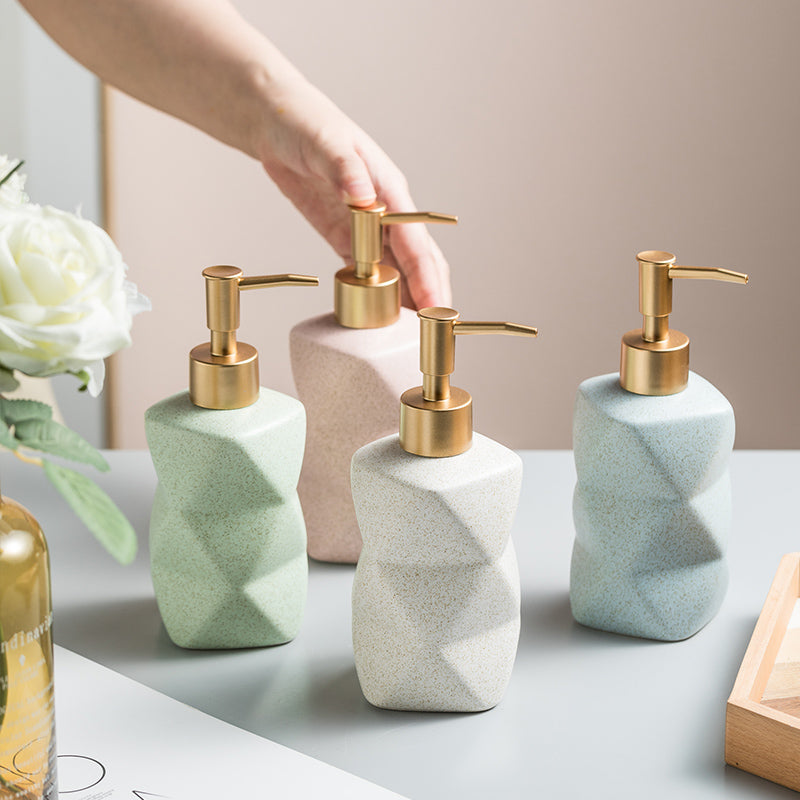Ceramic Dimond Shape Soap Dispenser, Liquid Soap Pump Bottle - view 2