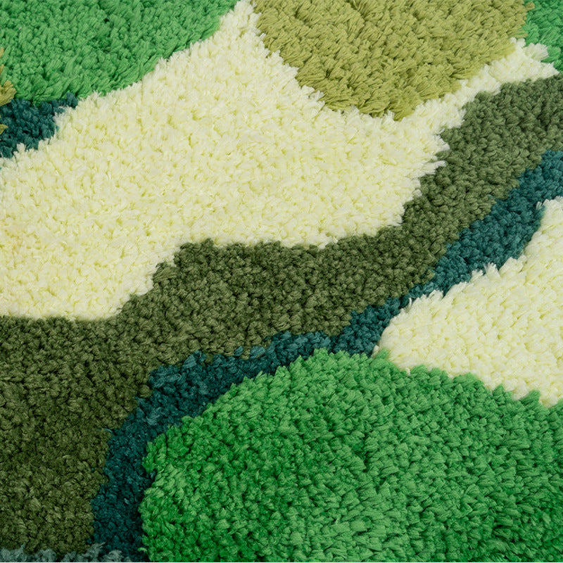 Feblilac Green Moss Garden Bath Mat, Cute Lovely Forest Bathroom Rug, Soft Flush Non-Slip Water Absorbent Mat