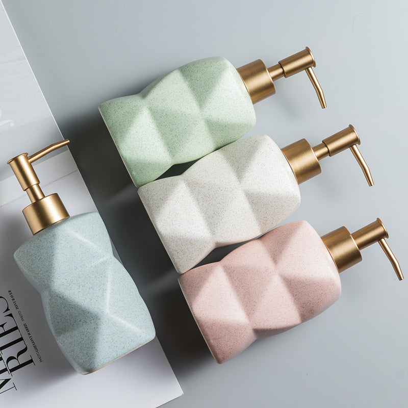 Ceramic Dimond Shape Soap Dispenser, Liquid Soap Pump Bottle - view 3